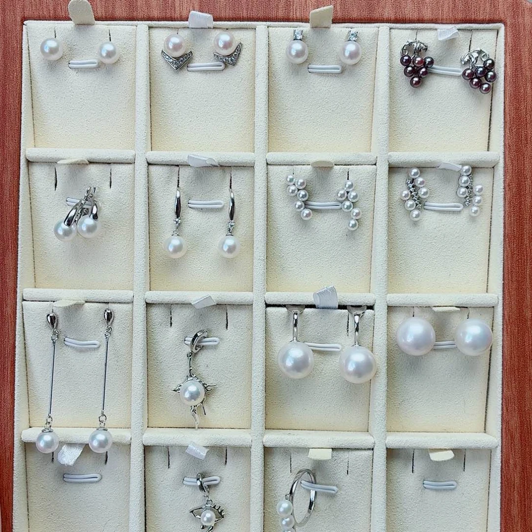 淡水珍珠银S925镶嵌颈饰吊坠耳钉展示