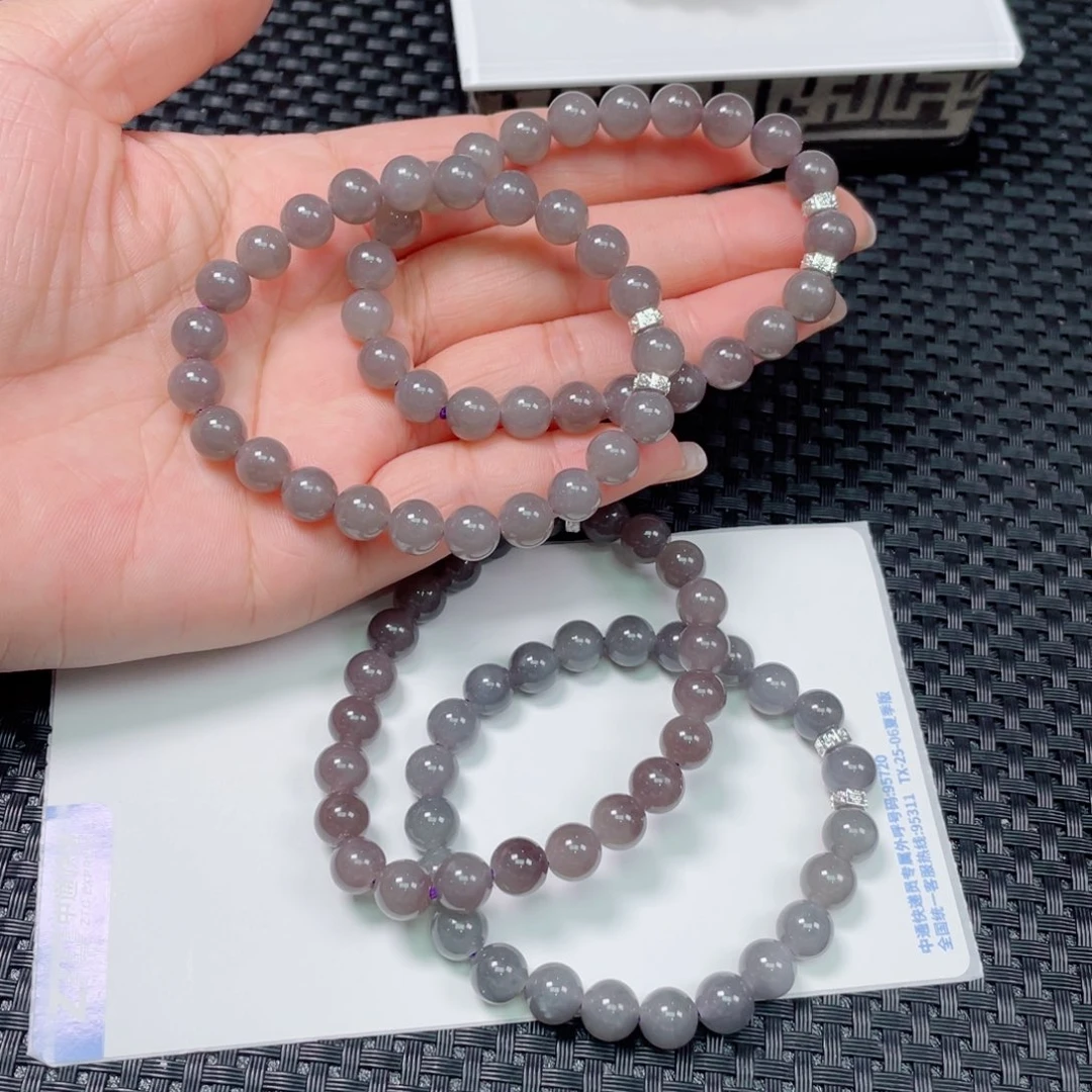 和田玉未镶嵌颈饰烟紫手串