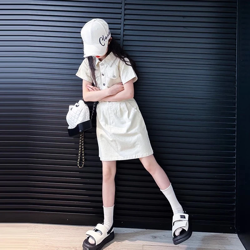 女童牛仔裙夏季2025新款洋气大童女孩夏装工装连衣裙儿童网红裙子