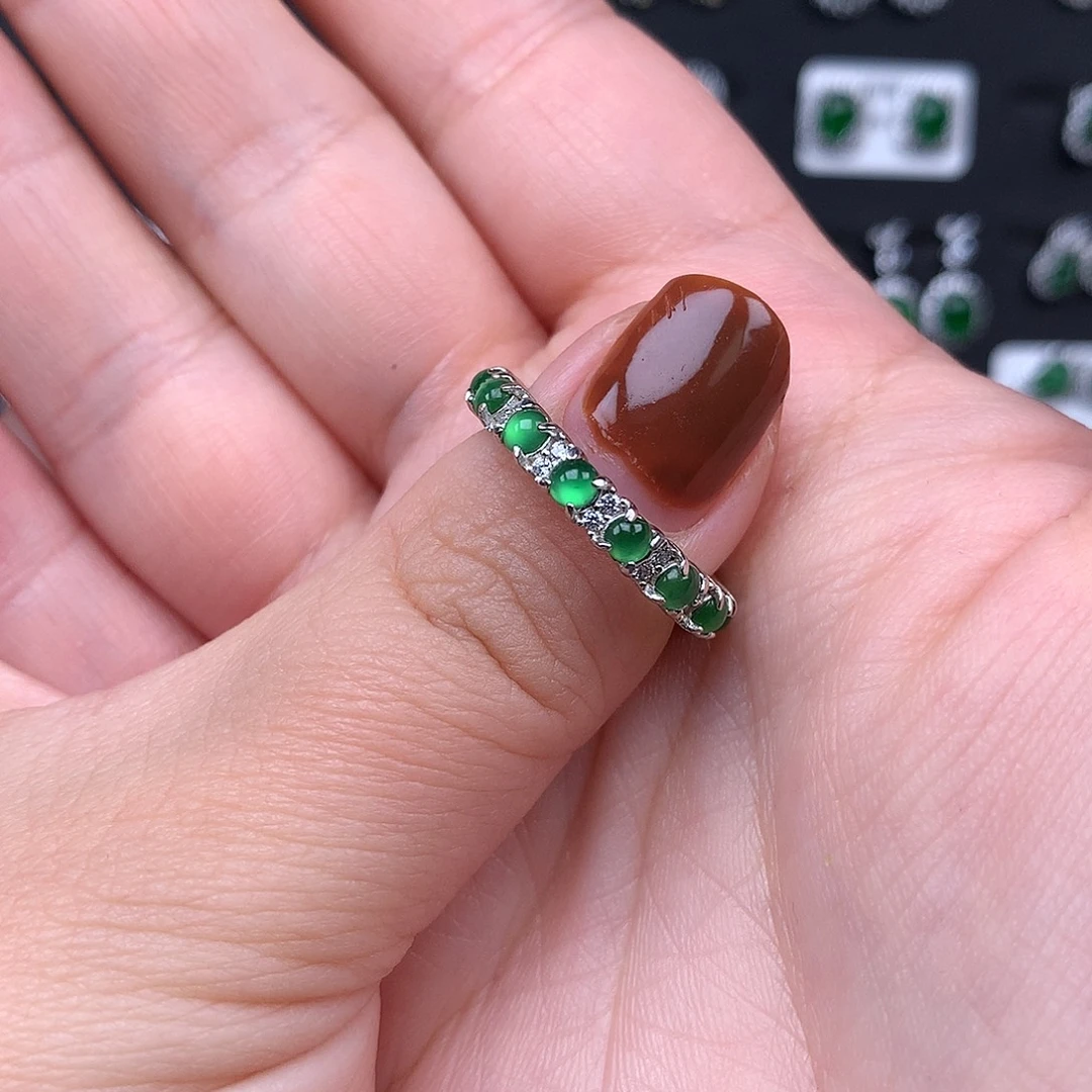 A***2翡翠银S925镶嵌戒指