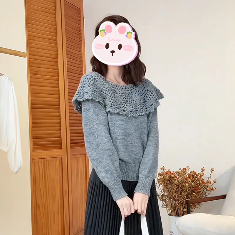 设计感洋气时尚针织衫女士2025秋季宽松新款休闲简约通勤百搭上衣