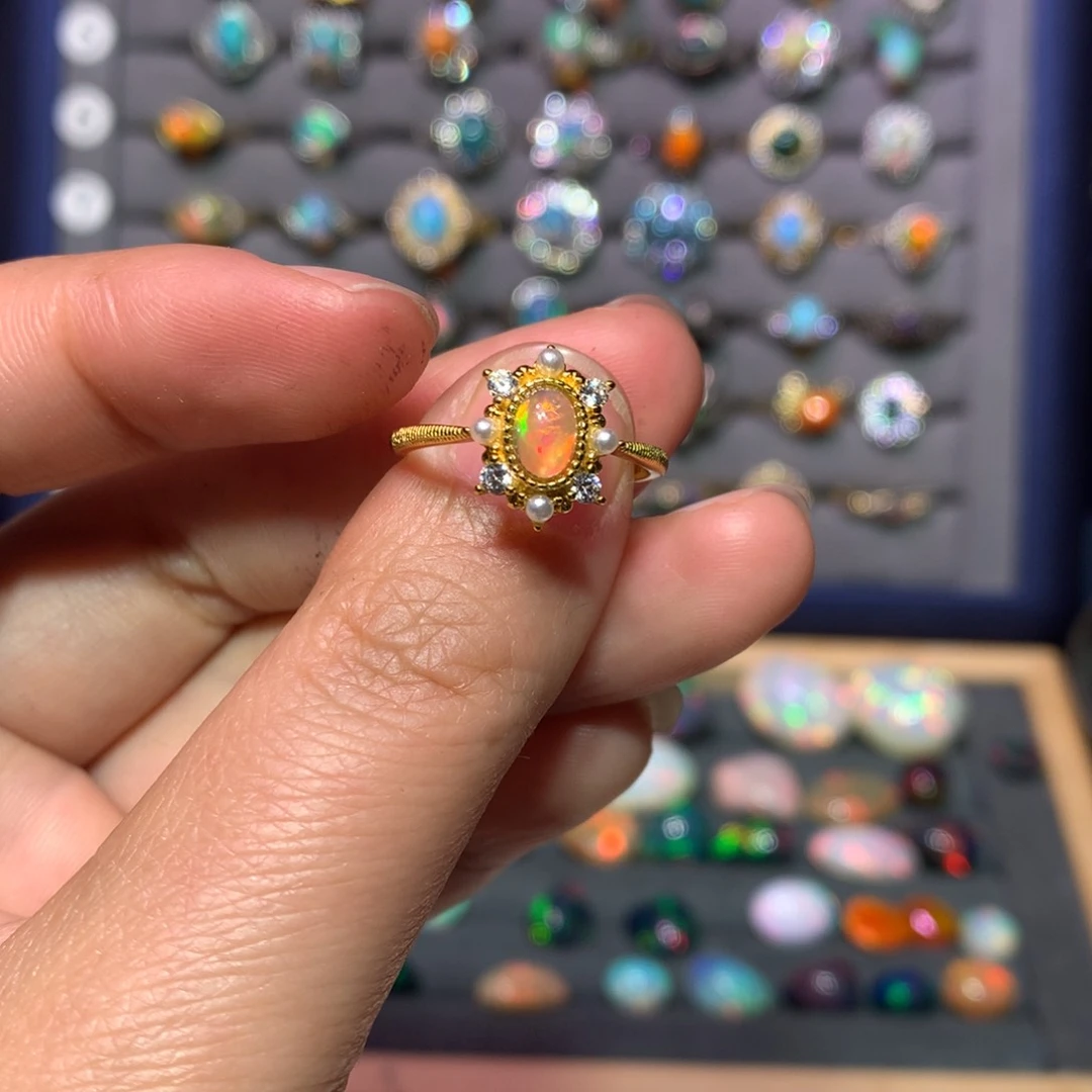 欧泊戒指款式银S925镶嵌