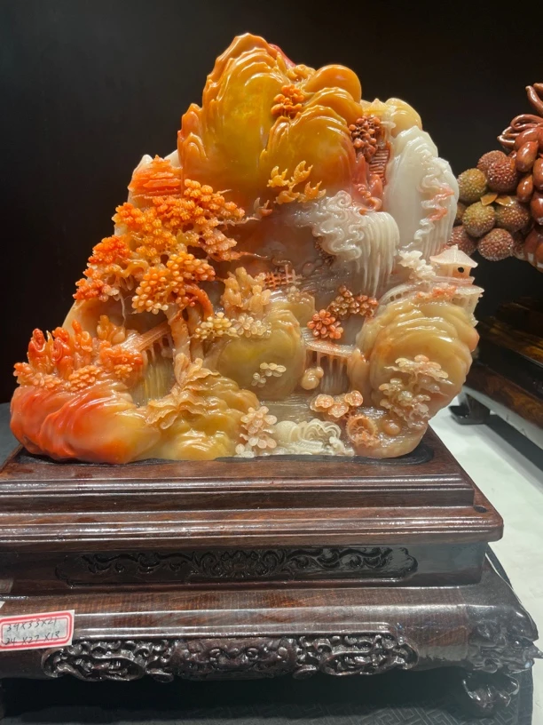 寿山石山水田黄印章印摆件貔貅手把件石雕工艺品入门玄关奇石山水