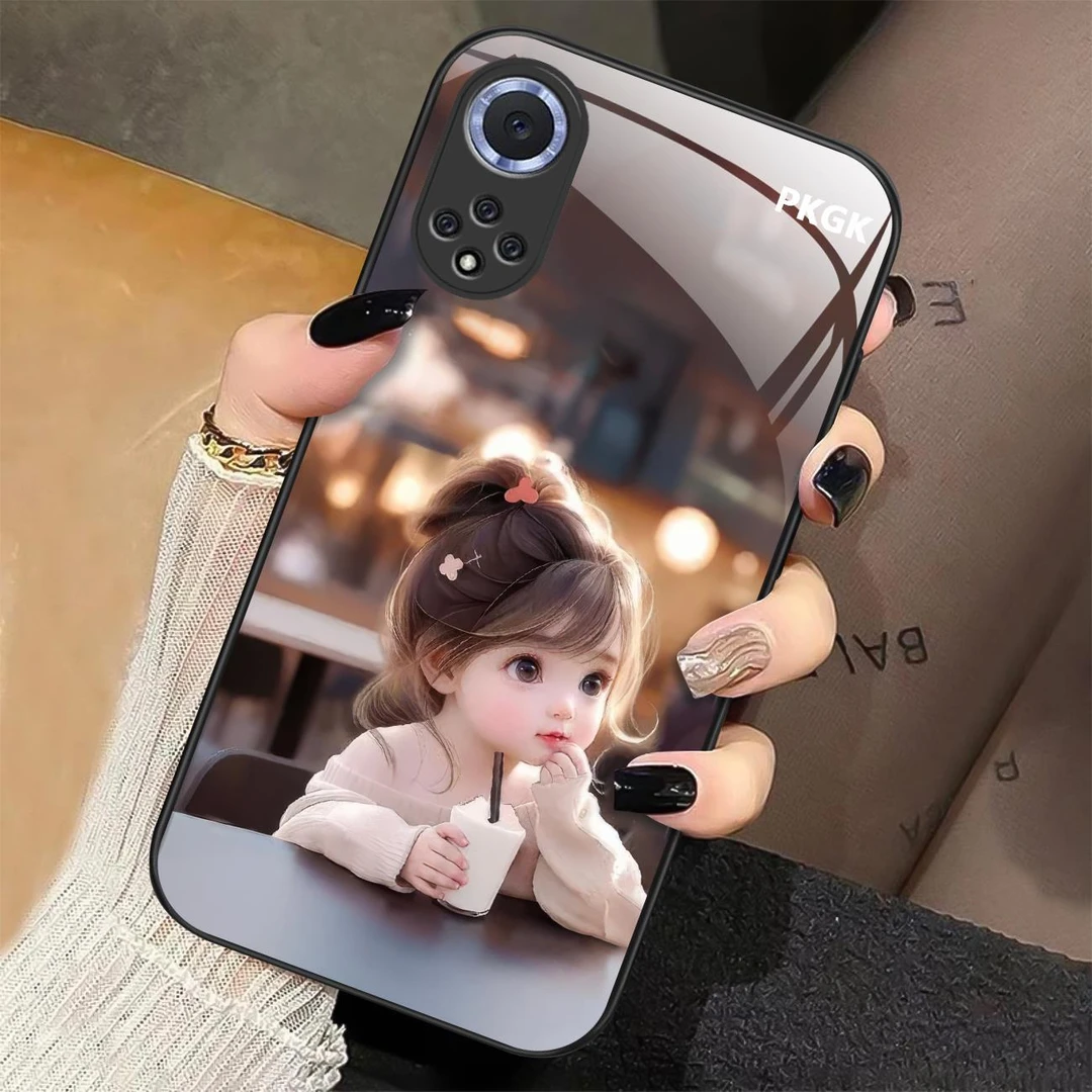 适用【荣耀50 Pro/华为nova9 Pro 通用】喝茶女孩液态玻璃手机壳