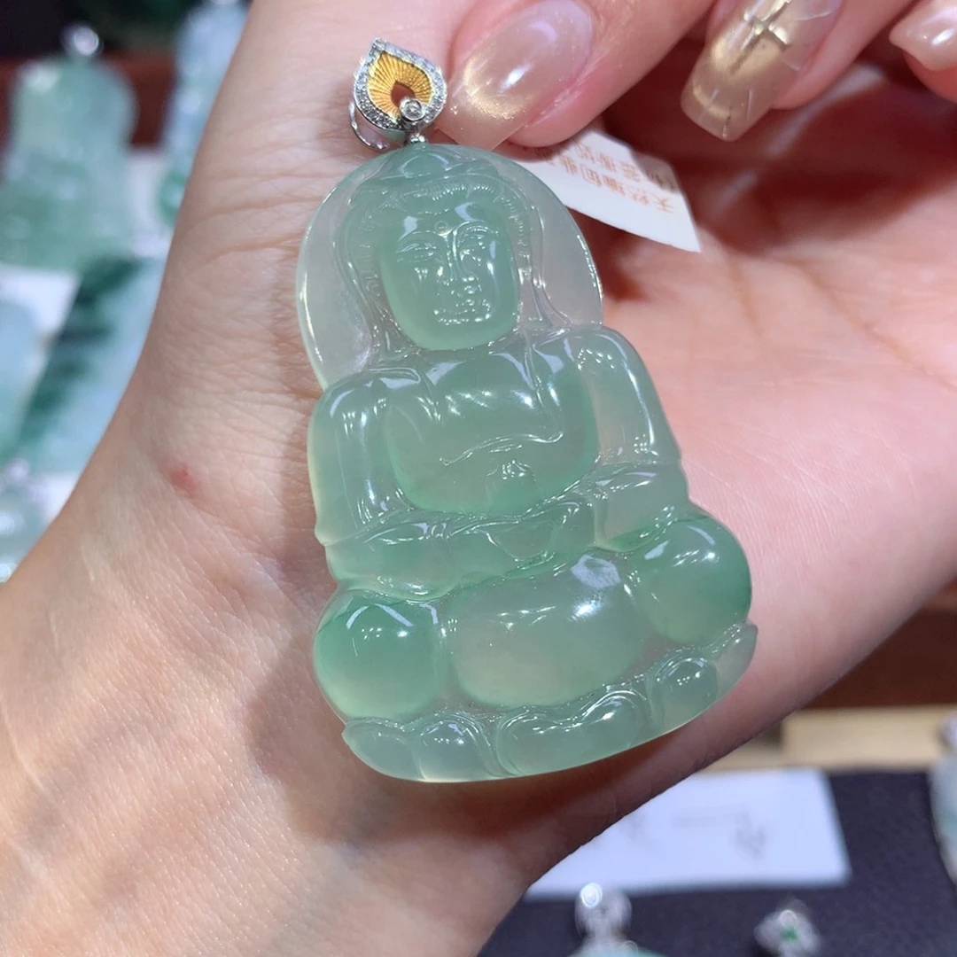 吊坠(不含链)18K金镶嵌翡翠