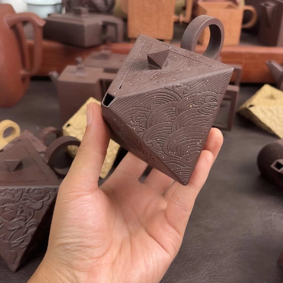 *****茶壶紫砂瑕疵全手工八方玲珑紫泥云海180c