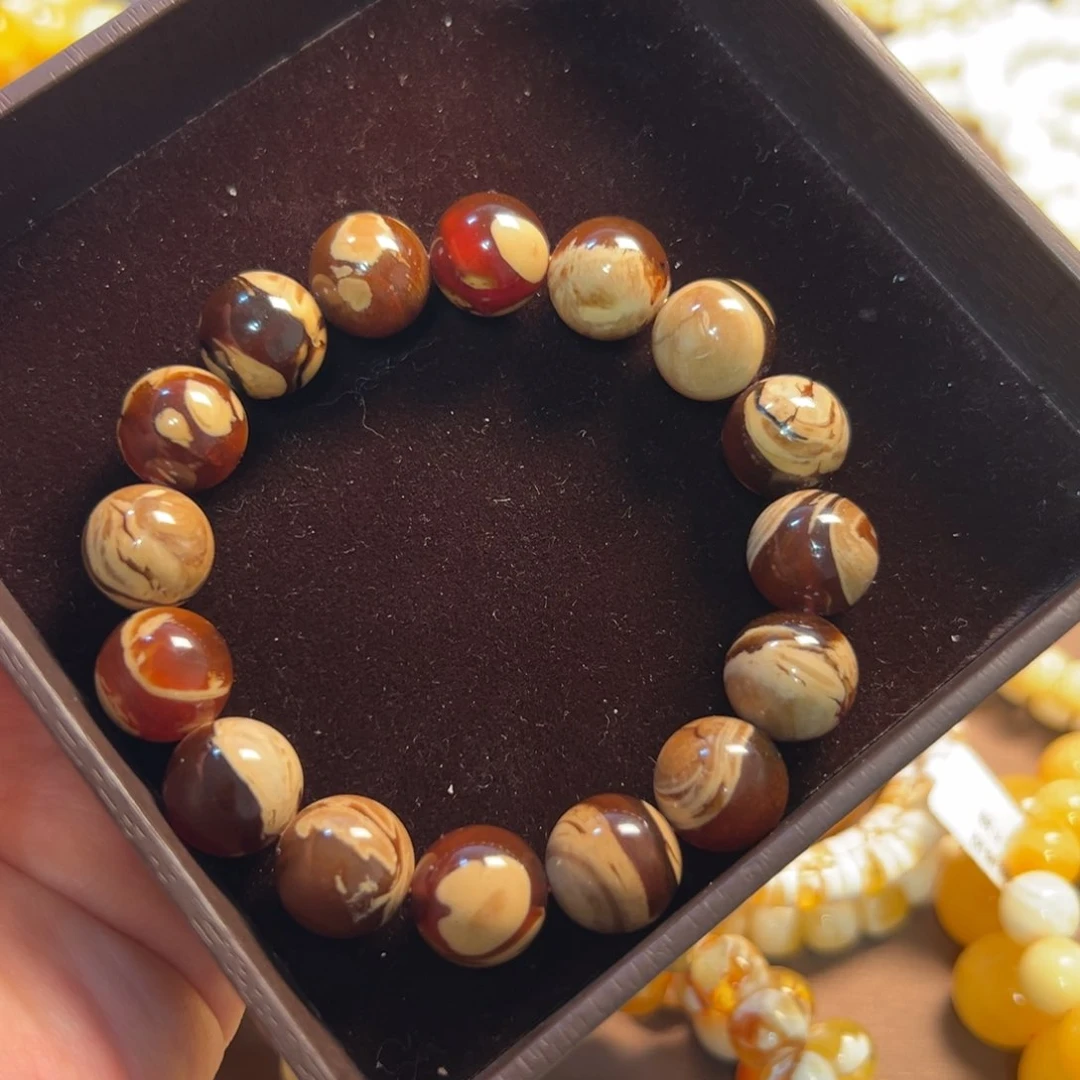 琥珀裸石未镶嵌缅甸13mm同料手串