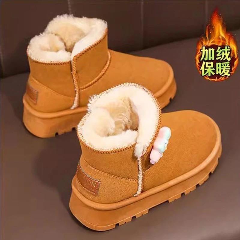 ABC&雪地靴女童皮毛一体冬季新款加绒儿童东北棉鞋中大童