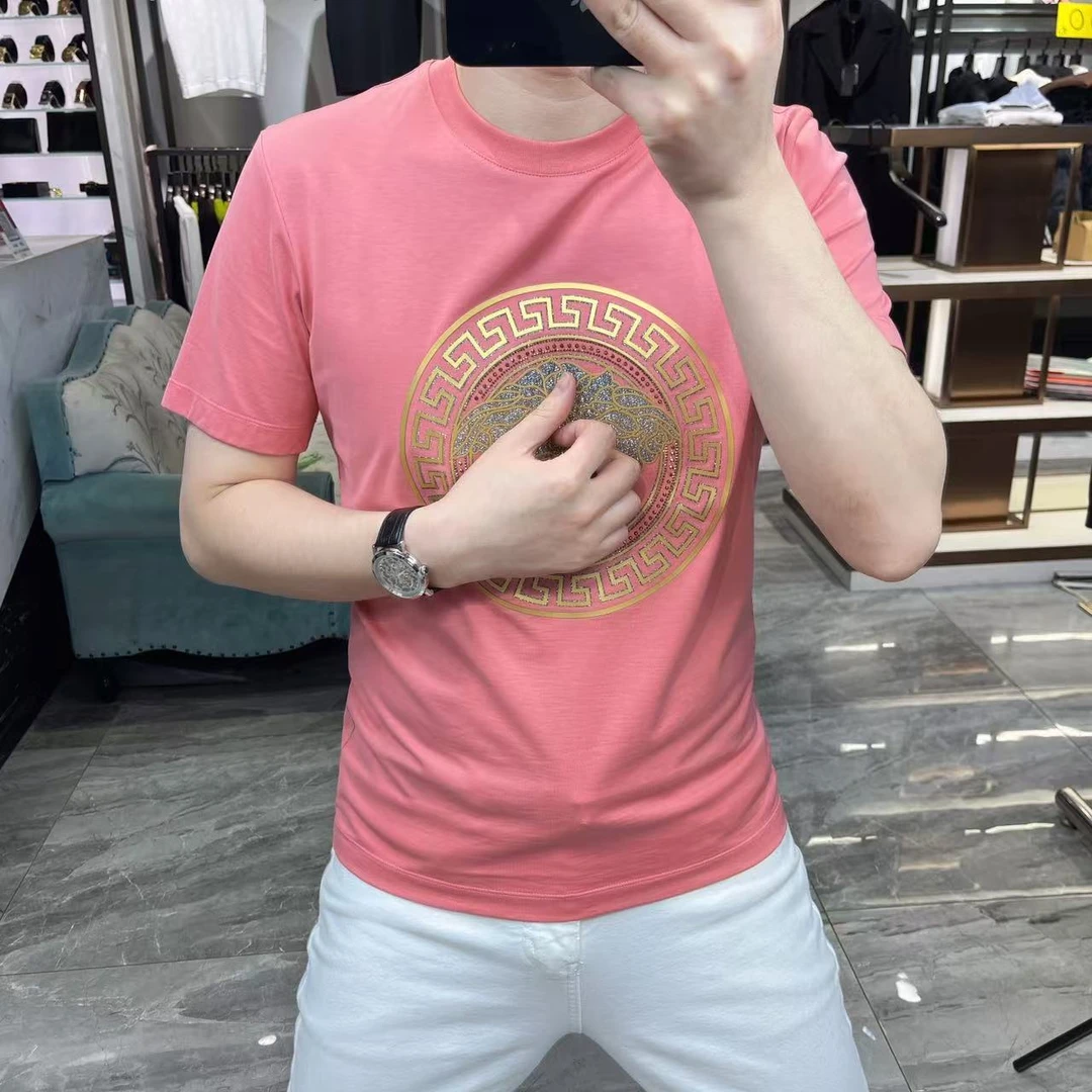 1059夏季新款短袖T恤男重工短袖烫钻欧货男装潮时尚潮流