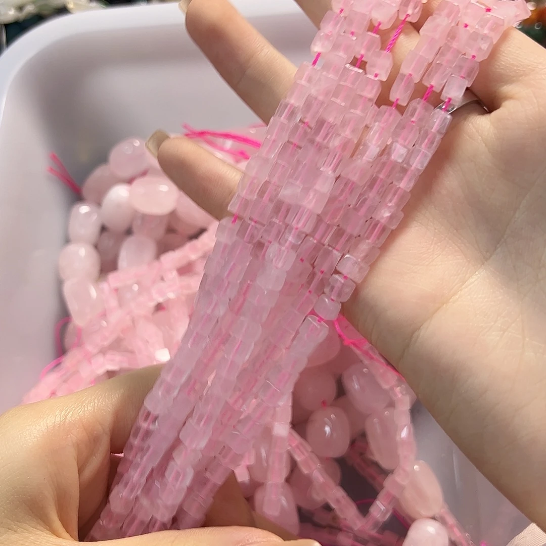 玛瑙/玉髓未镶嵌珠宝半成品粉水方糖卡4一条