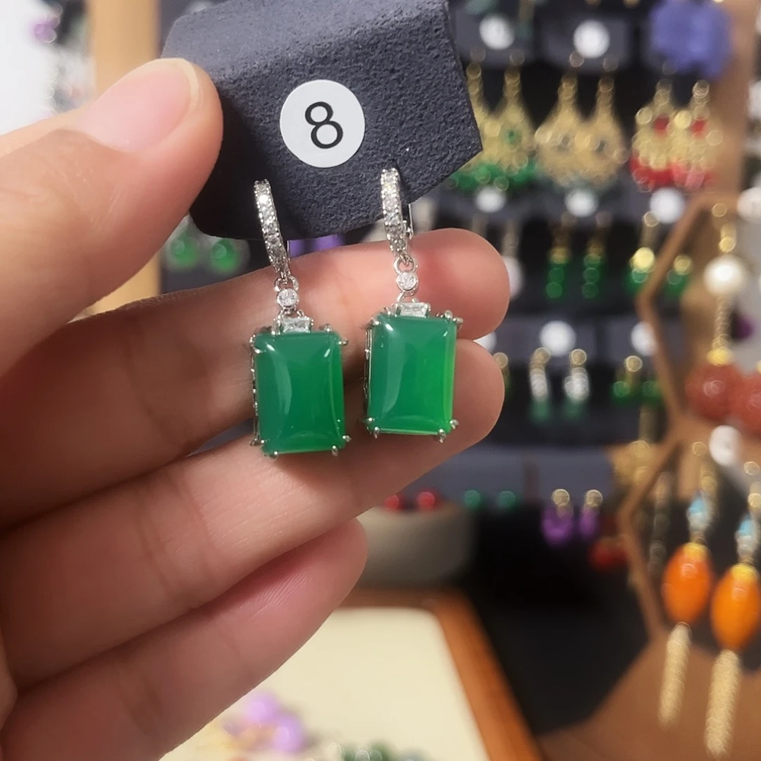 锆石纯铜925银耳饰