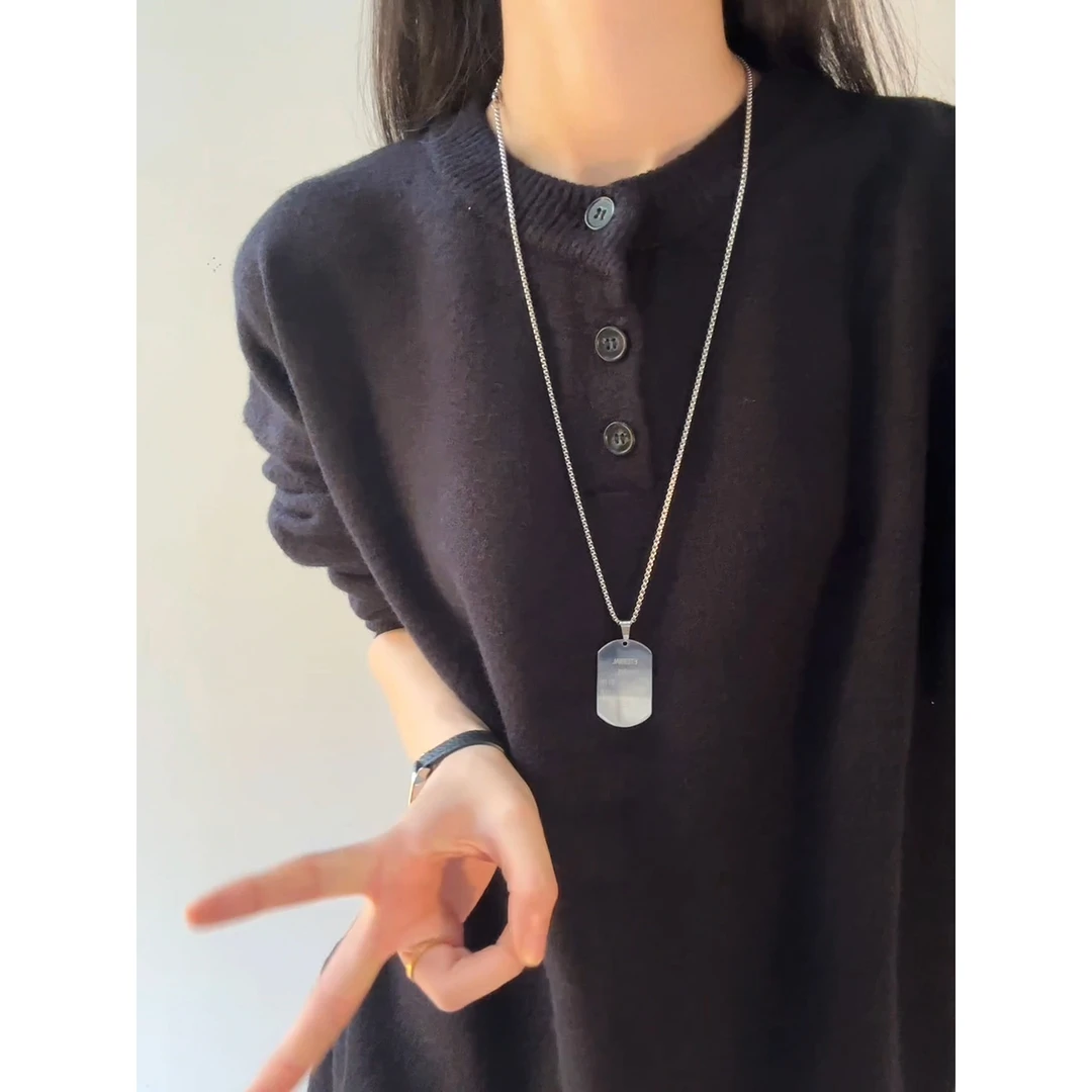 美式复古亨利领毛衣男款秋冬季慵懒老钱风cleanfit内搭针织打底衫