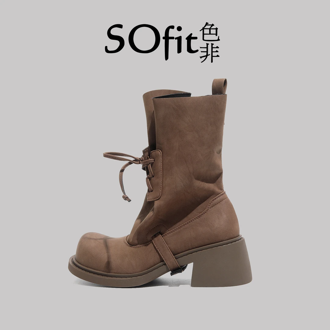 sofit色非【安歌●低语蔷薇】增高6cm时尚潮流秋冬新款短靴女689-165