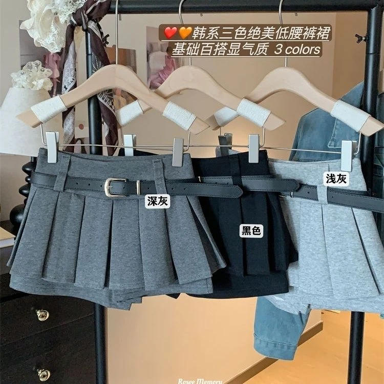 高腰显瘦辣妹百褶半身裙女韩系新款a字短裙小个子防走光裙裤百搭