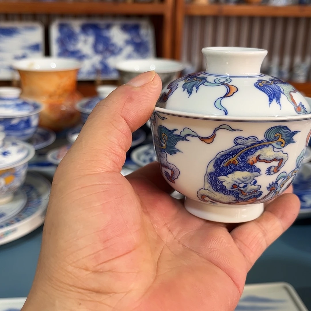 錡镇堂手工手绘绘盖碗