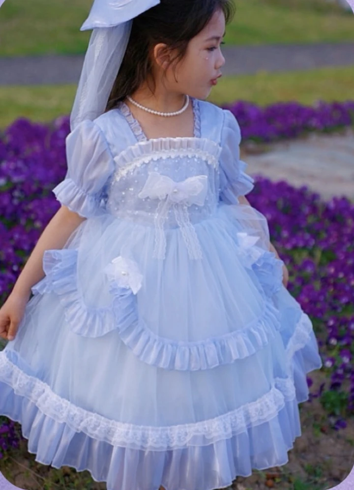 洛丽塔蓬蓬裙童装少女女童夏季连衣裙甜美女卡通短袖