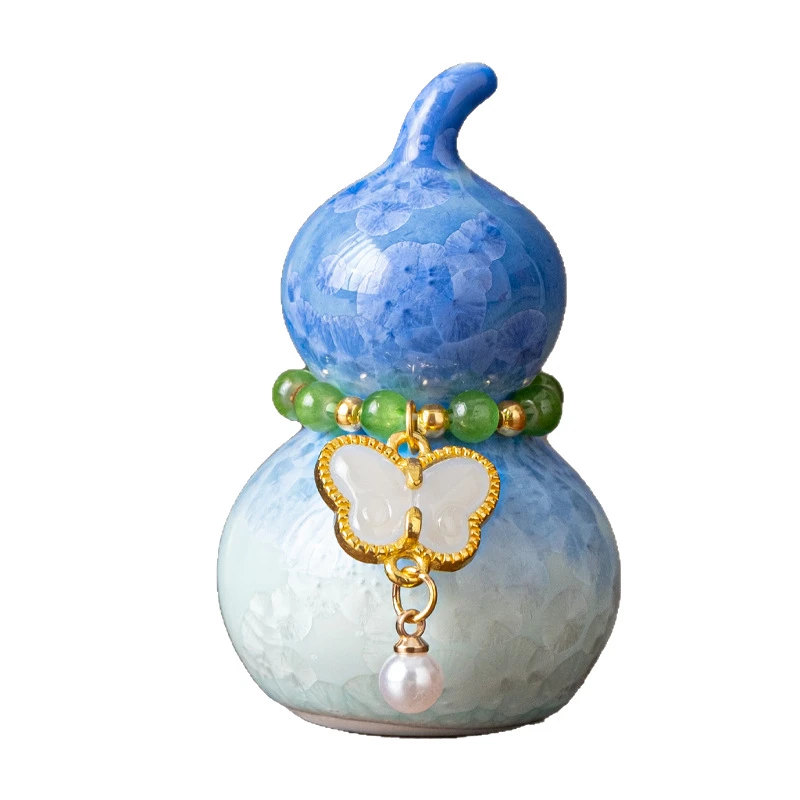 创意结晶釉渐变小葫芦高颜值茶玩摆件茶道零配陶瓷盖置装饰品新品