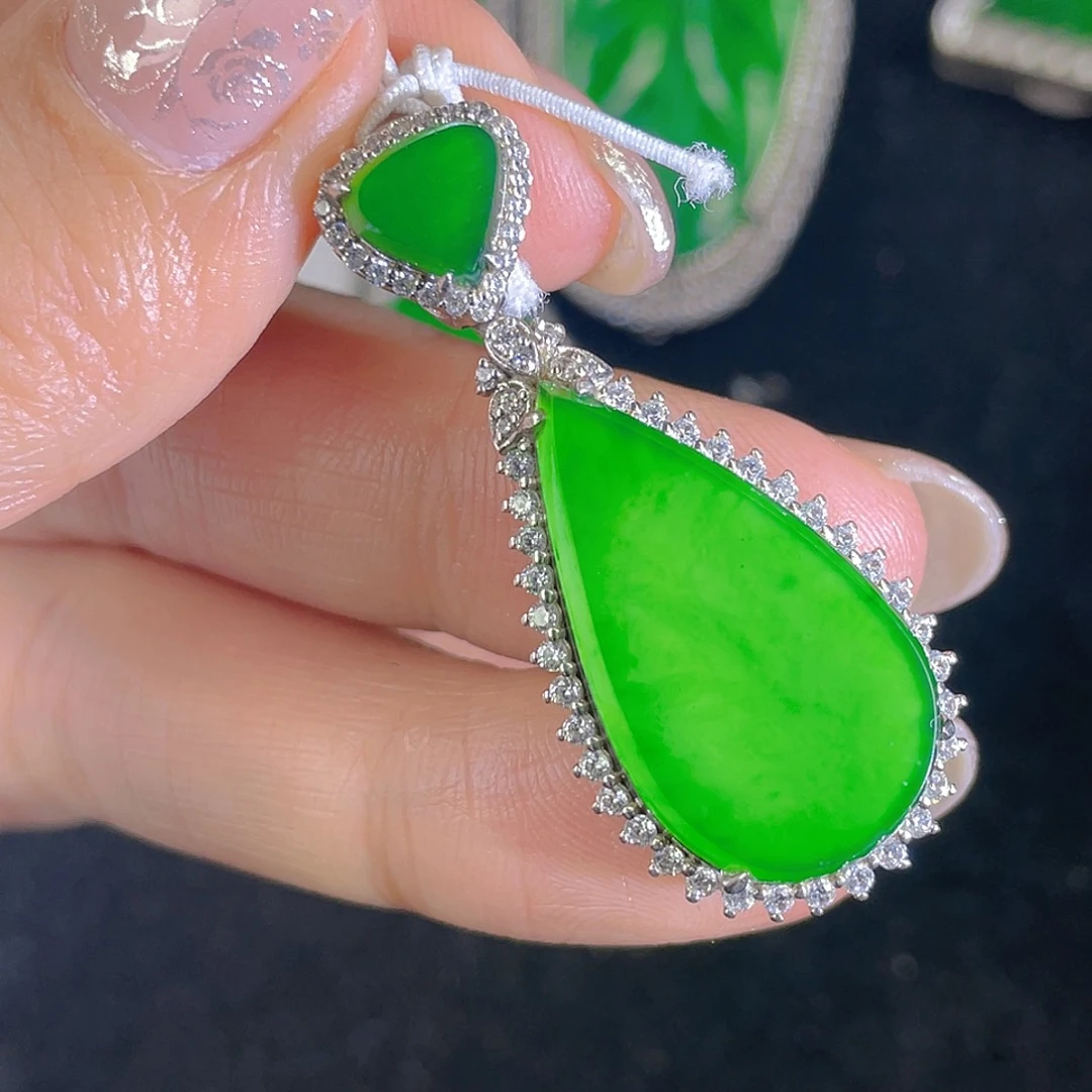 翡翠吊坠(不含链)银S925镶嵌