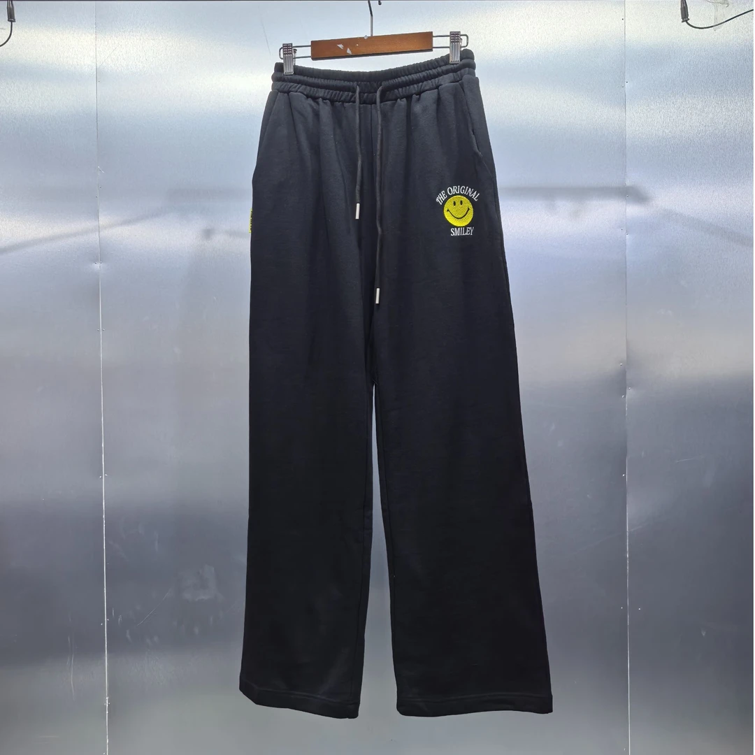 E04-42448-SMI正面笑脸刺绣印花时尚直筒休闲裤