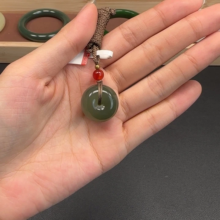 和田玉未镶嵌吊坠(赠链)碧玉平安扣