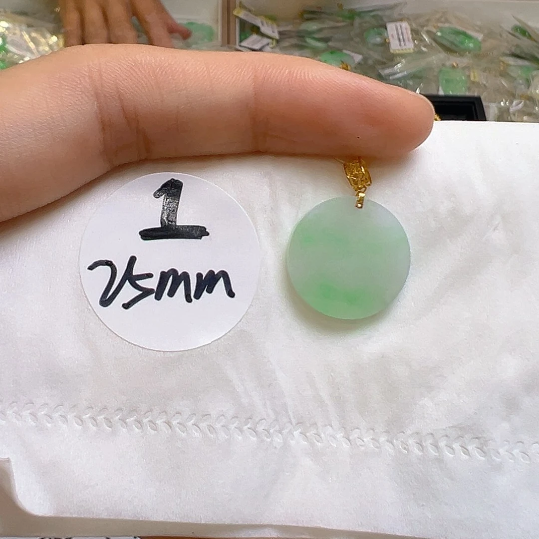 翡翠18K金镶嵌吊坠(不含链)翡翠