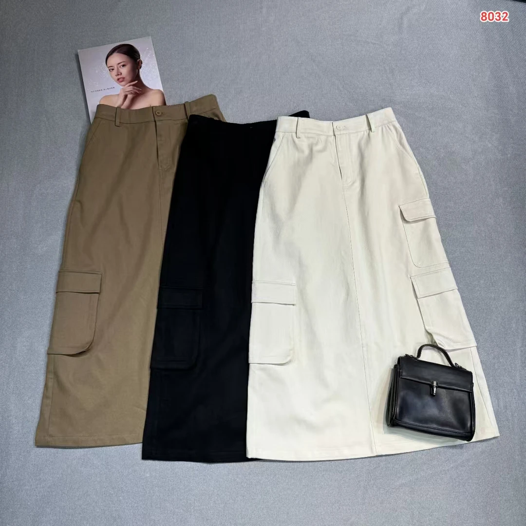 戴大头专属-工装多口袋半身裙8032
