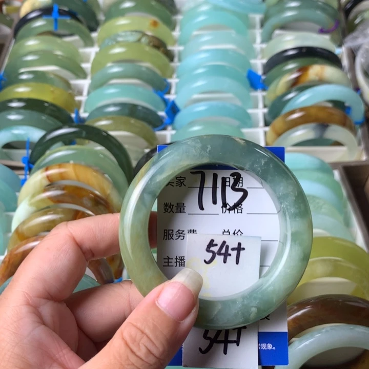 未镶嵌蛇纹石玉手镯7113