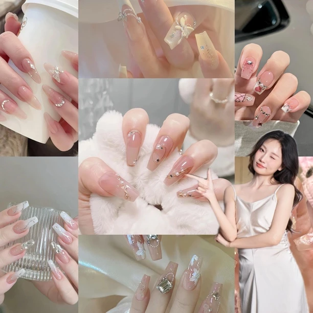 【1~4开头过款批量】显白气质纯欲风纯手工穿戴美甲