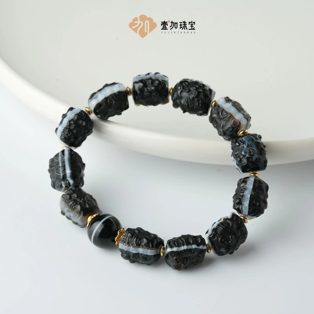 壹加安琪 | 圆形药师雕刻手串黄C扎基多样性发货发其一