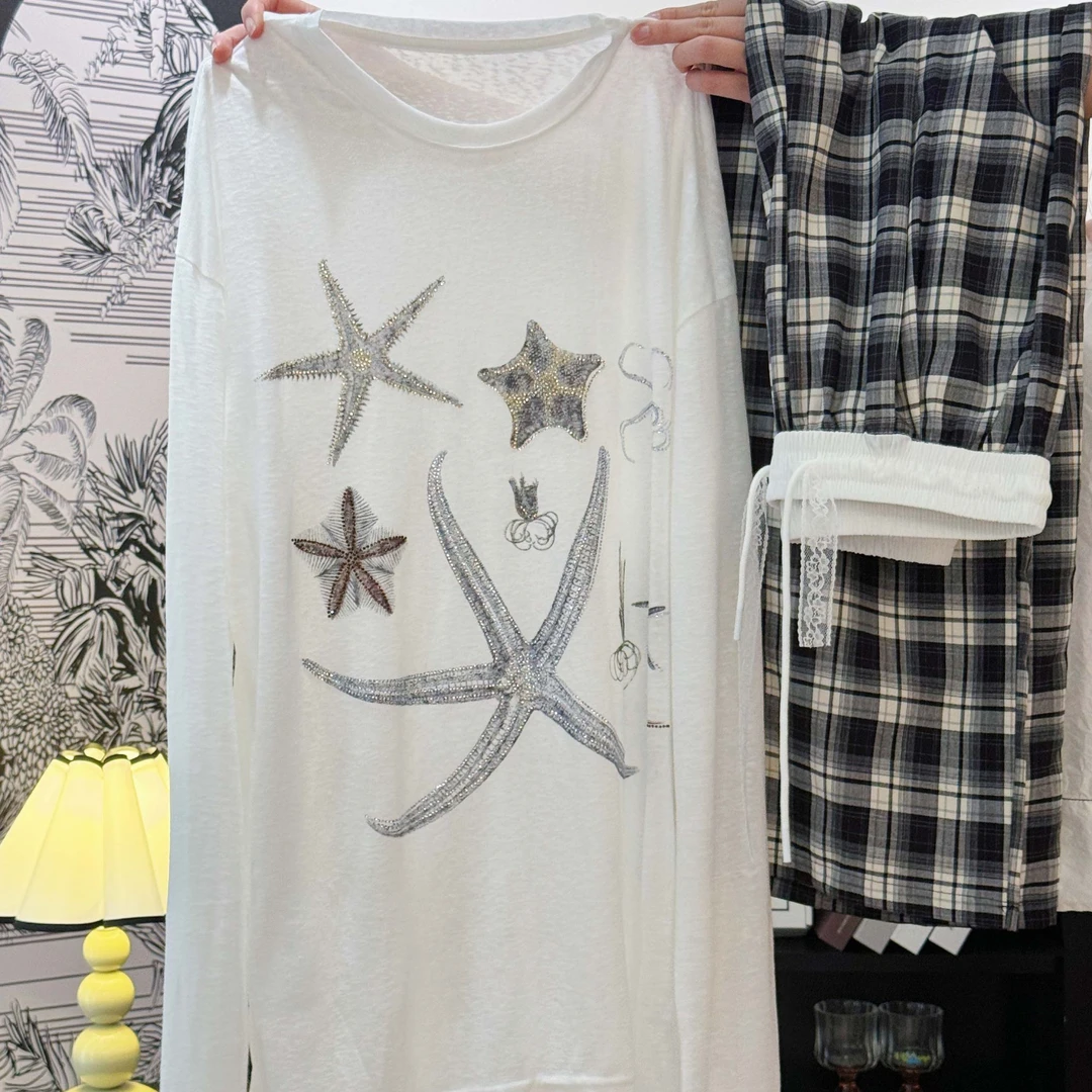 海底世界海星气质薄款T恤宽松型休闲夏季常规款少女风上衣DP7997