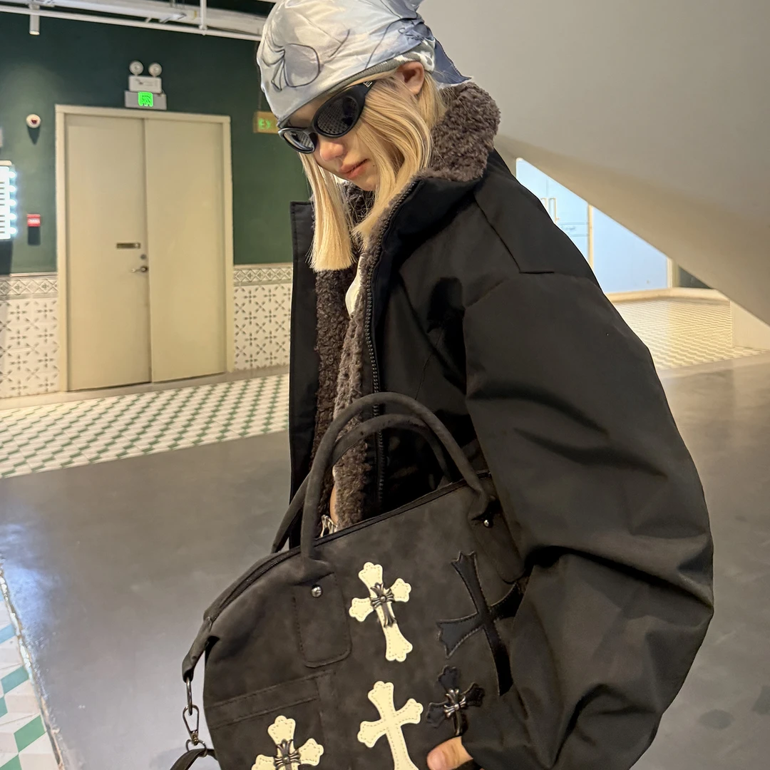 梁拌泡菜美式复古加绒加厚夹克外套男女休闲百搭保暖开衫上衣