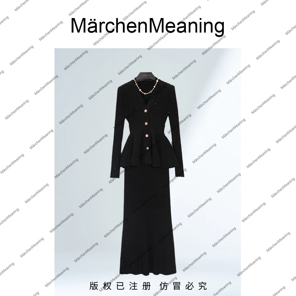 法式羊毛针织时尚套装秋冬季礼服时尚小香风重工wy15