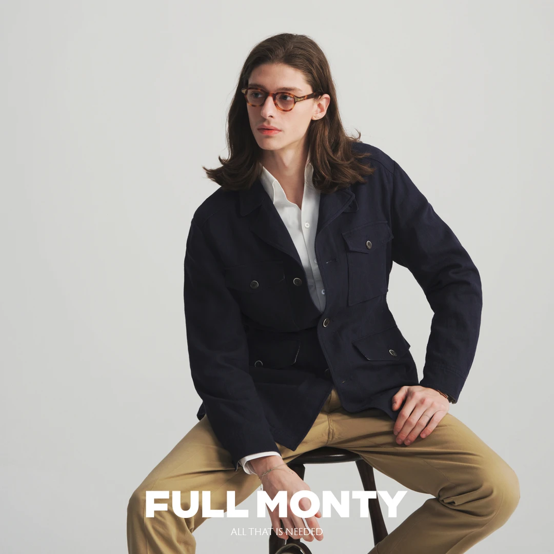 【亚麻猎装夹克】春夏藏青色男士休闲工装美式外套上衣