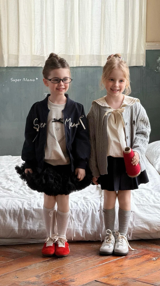 Supermama25秋棒球服卫衣海军娃娃衫灰色开衫