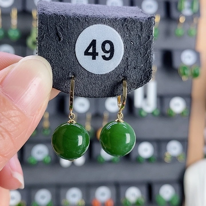 和田玉耳饰18K金镶嵌