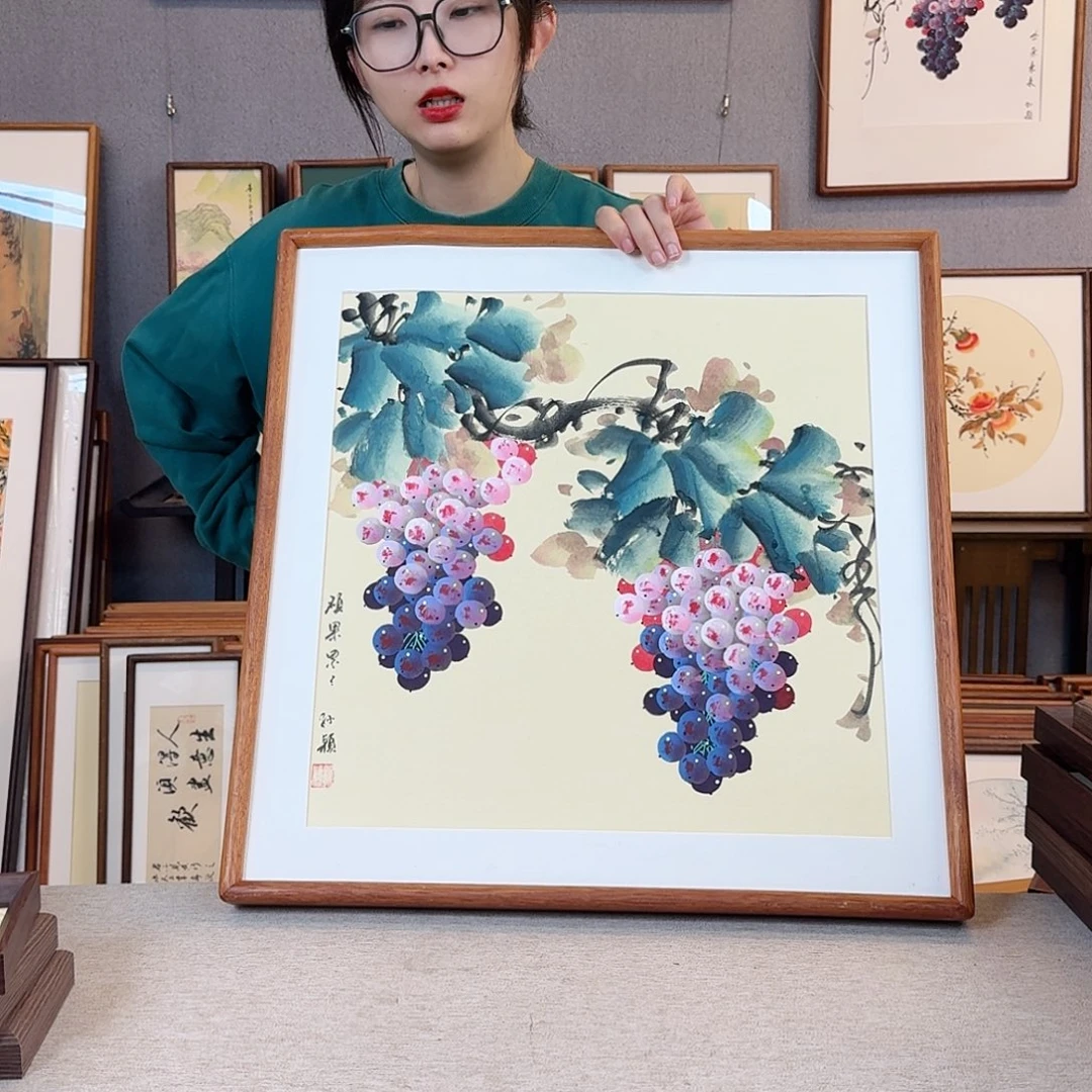 书法纯手绘，纯手写带框尺寸：53×53厘米