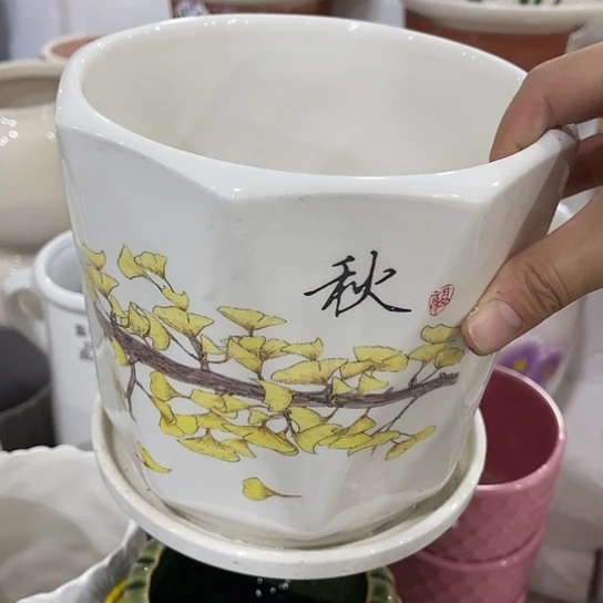 多肉绿植陶瓷花盆9.9包邮，有孔