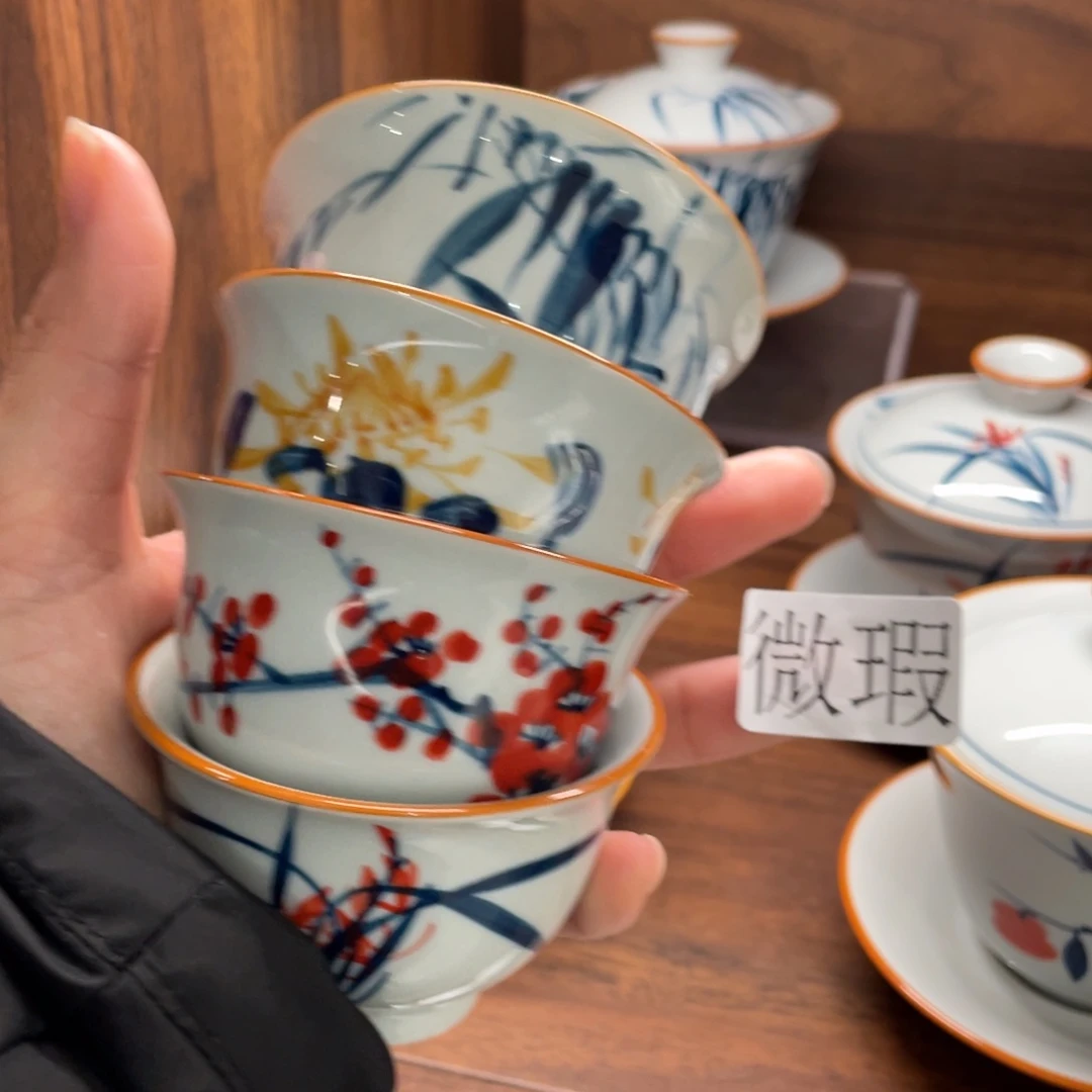 微瑕釉下彩纯手工绘制