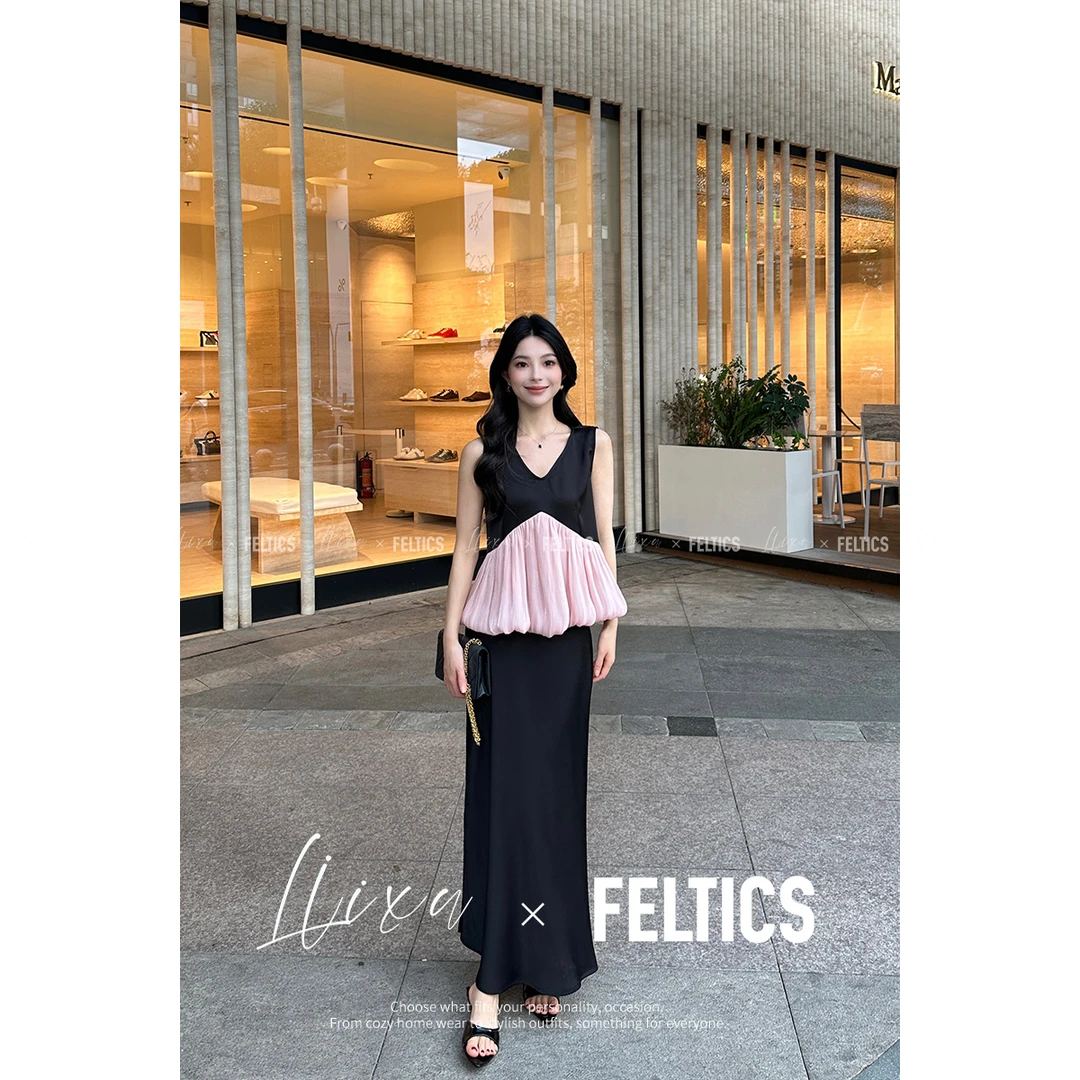 FELTICS&LIIXU法式气质设计感小众无袖上衣半身裙两件套FQ52TZ559