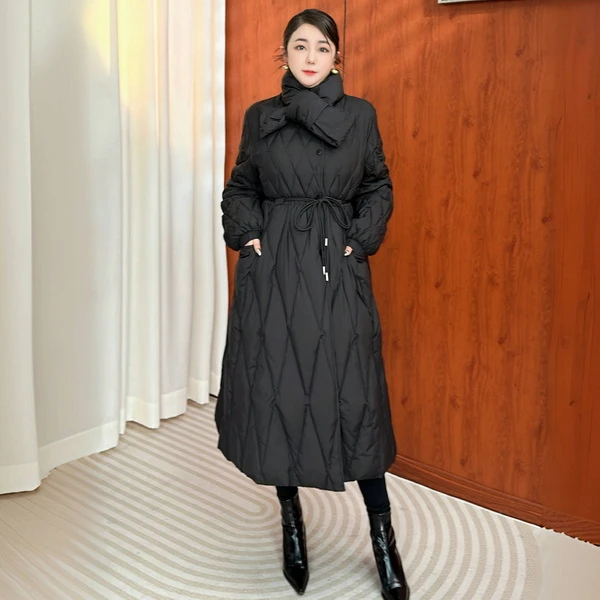 【小伞裙】秋冬新款气质显瘦保暖长款收腰90白鸭绒羽绒服L199