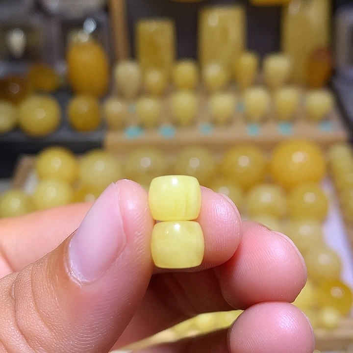 裸石蜜蜡未镶嵌天然俄料黄白花蜜蜡精工直切8