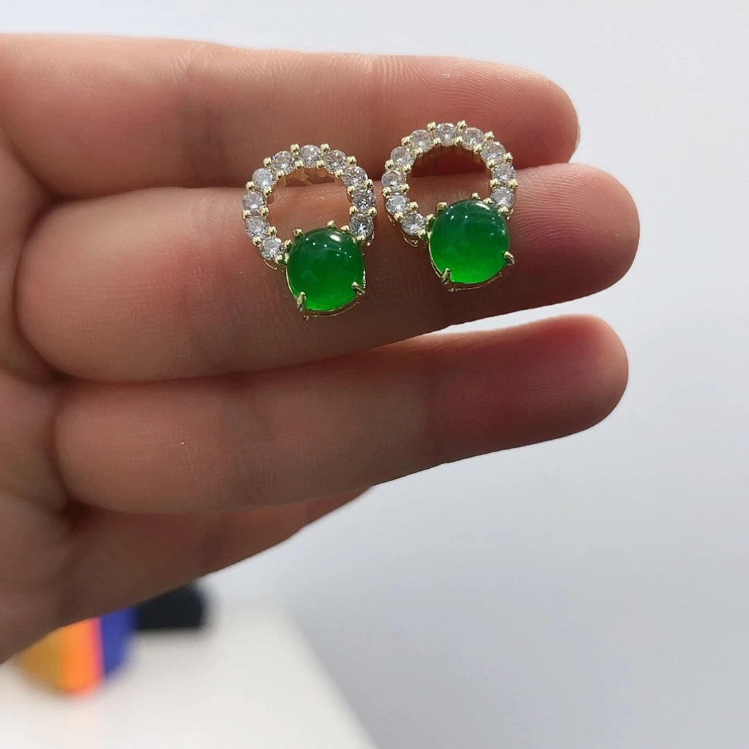 翡翠未镶嵌耳饰耳钉E002