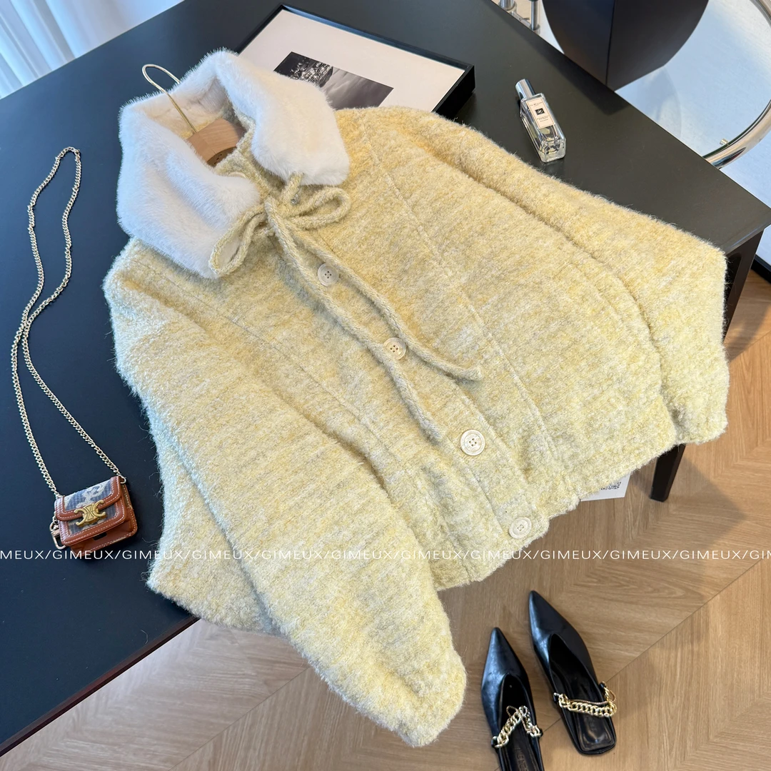 千金风毛领短外套女2025冬季韩系高级感加厚保暖减龄小个子大衣潮