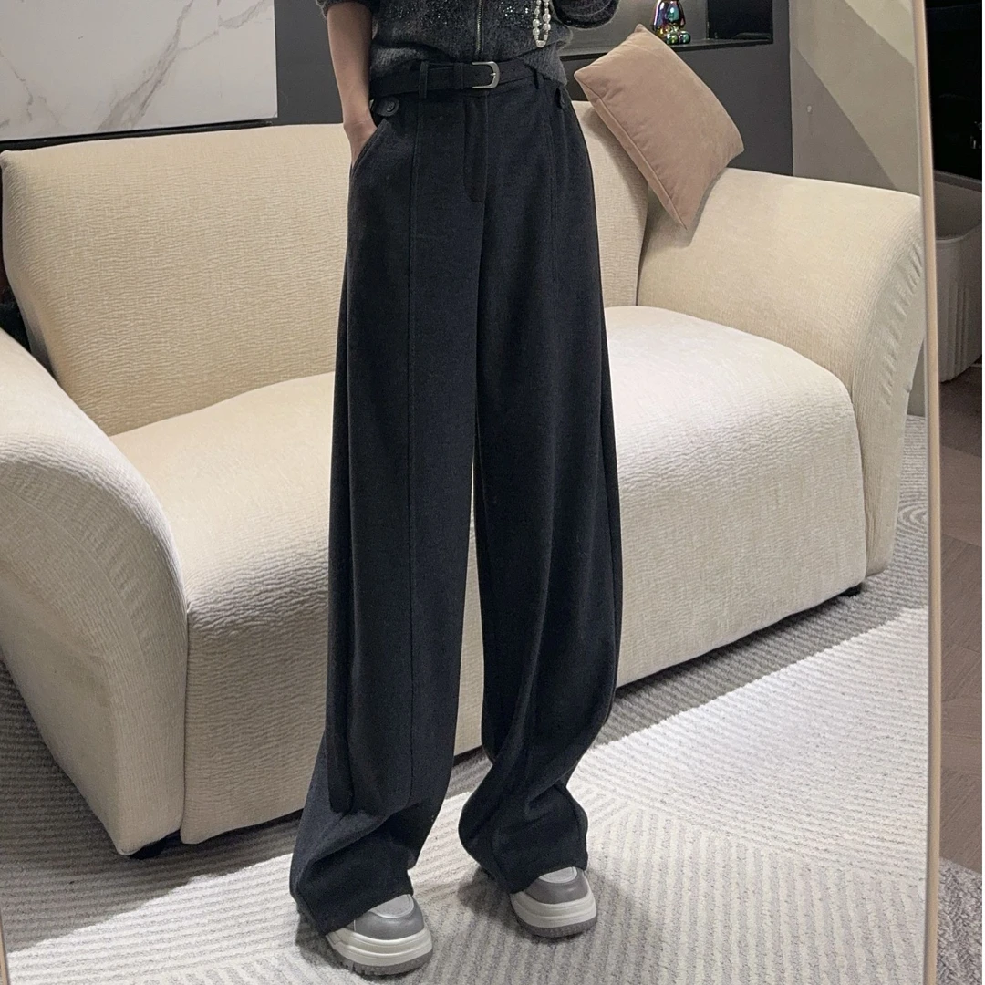 HUANG VINI2025新款时尚百搭休闲宽松加绒羊毛休闲裤L5551