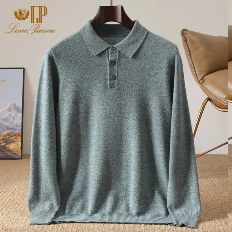 秋季新款100%纯羊毛衫男POLO领薄款套头衫保暖长袖商务内搭毛衣