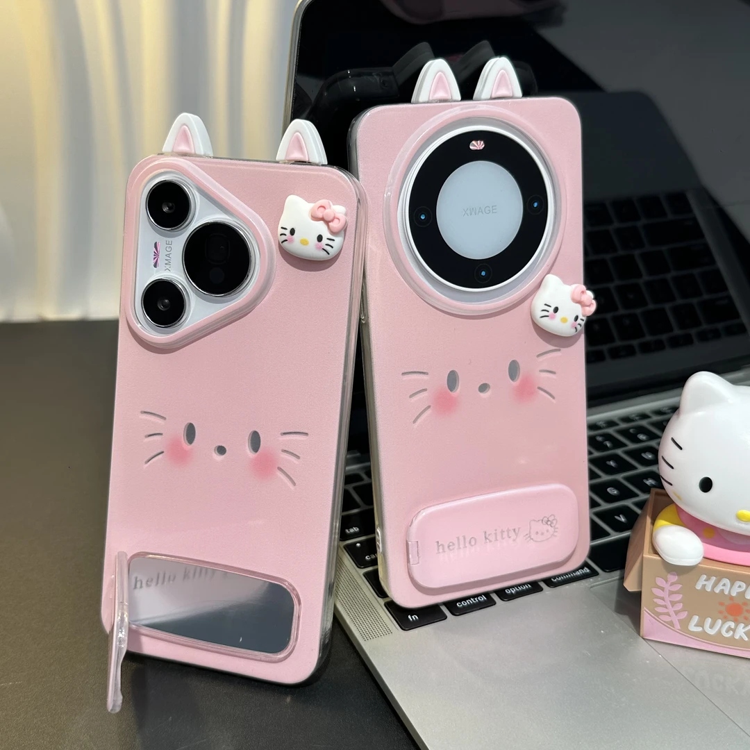 奥菲顿粉kt表情耳朵支架适用苹果16羽纱手机壳华为vivo小米15oppo