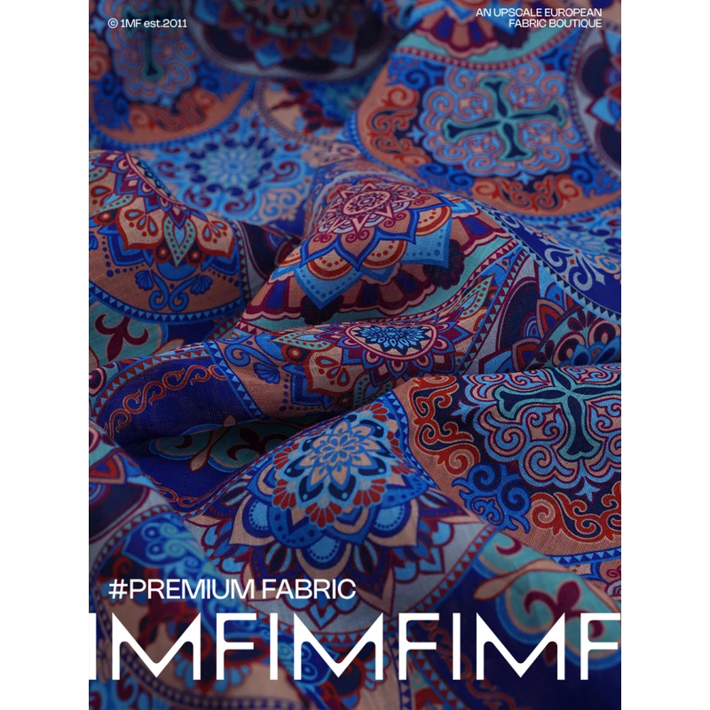 清真怀圣 高支高密法国亚麻面料印花衬衫连衣裙布料 幅宽140CM