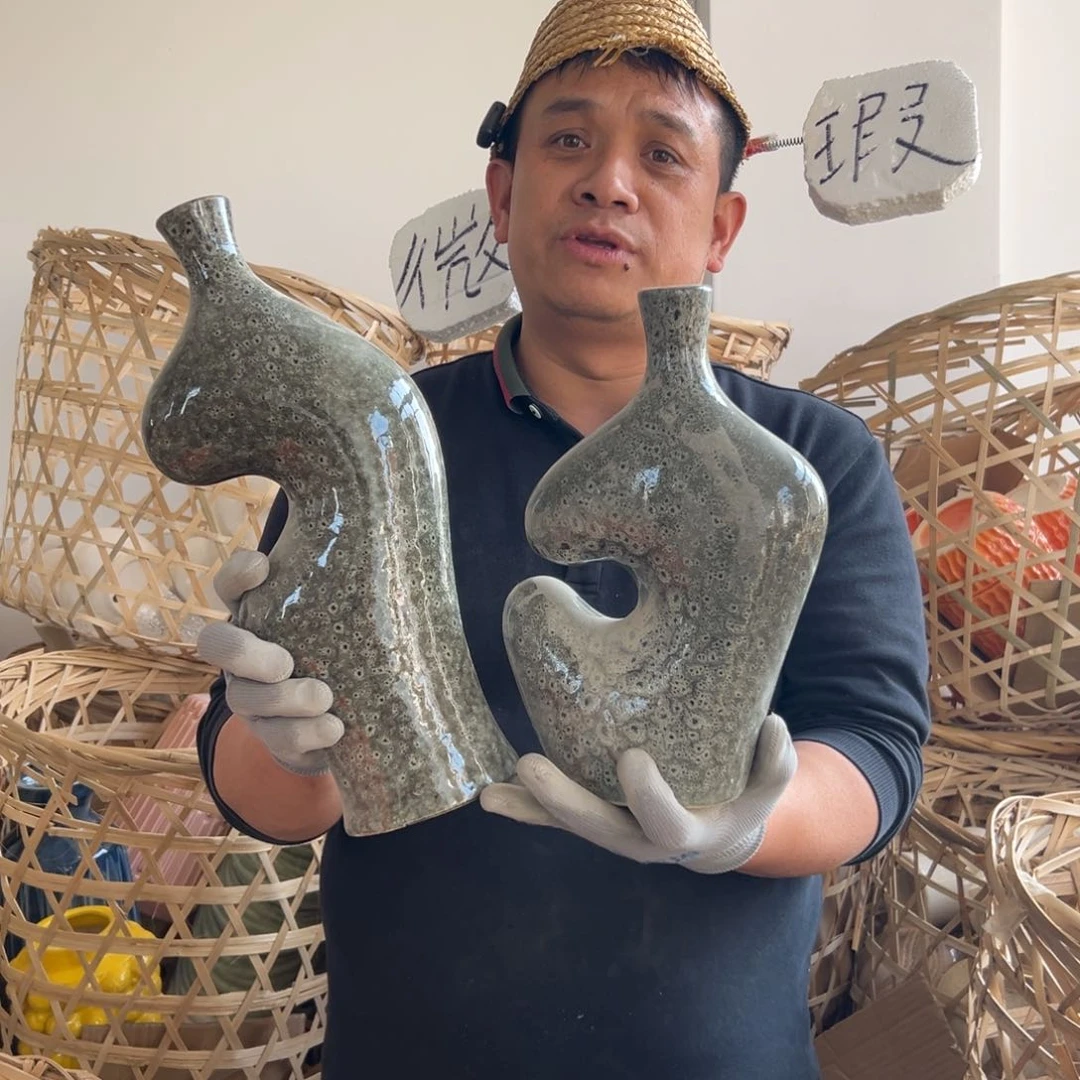 摆件60 号高中低温陶瓷工艺瓶（部分微瑕）