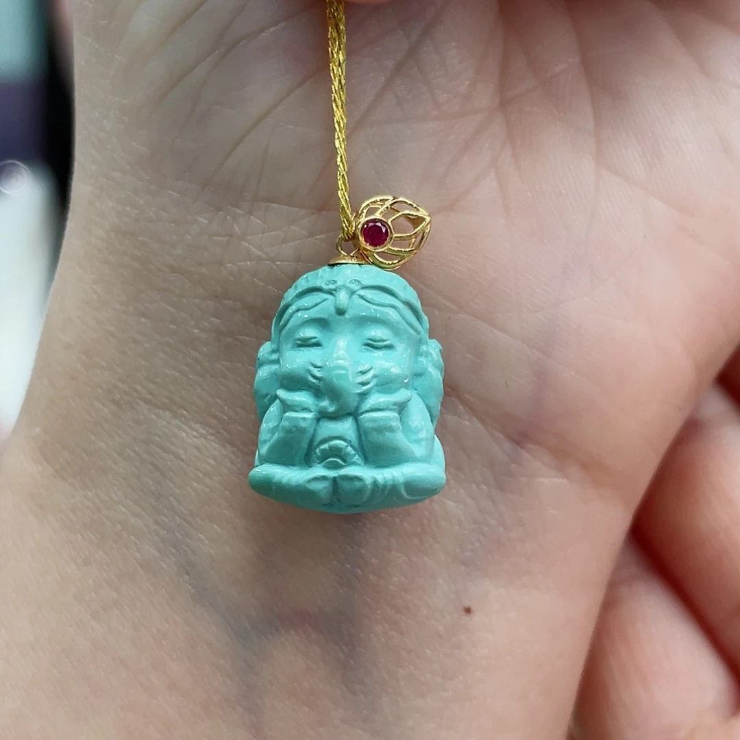 绿松石颈饰18K金镶嵌