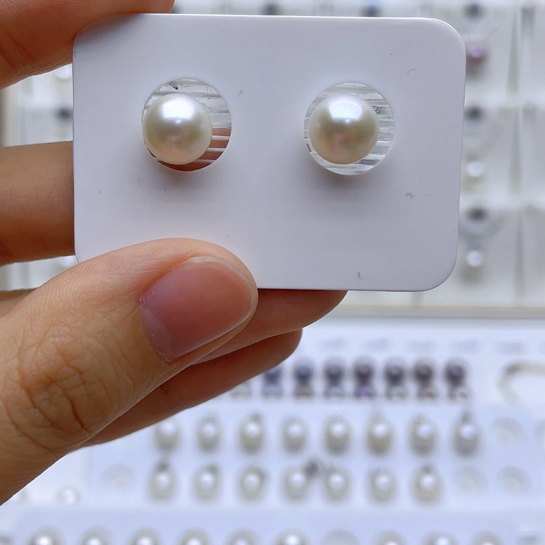 银S925镶嵌淡水珍珠耳饰虾**-